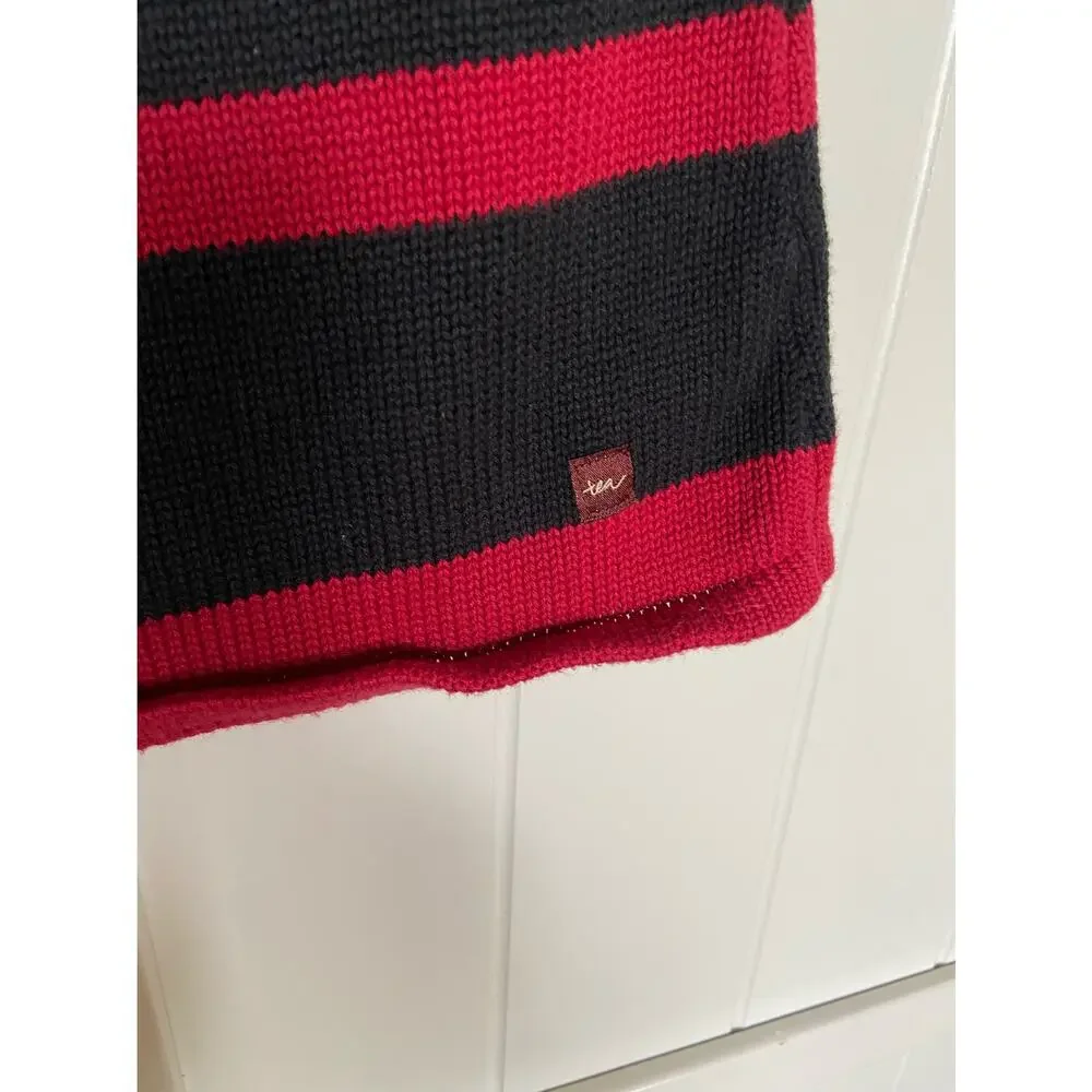 Tea Collection Girls Jumper Size 5 Red Black Stripe Maramures Sweater Dress Knit